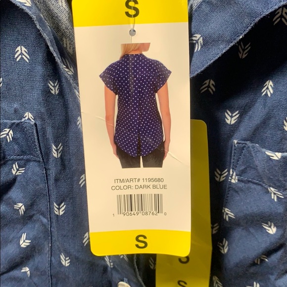 NWT Jachs Girlfriend Blue White Print Button Down - Picture 4 of 6